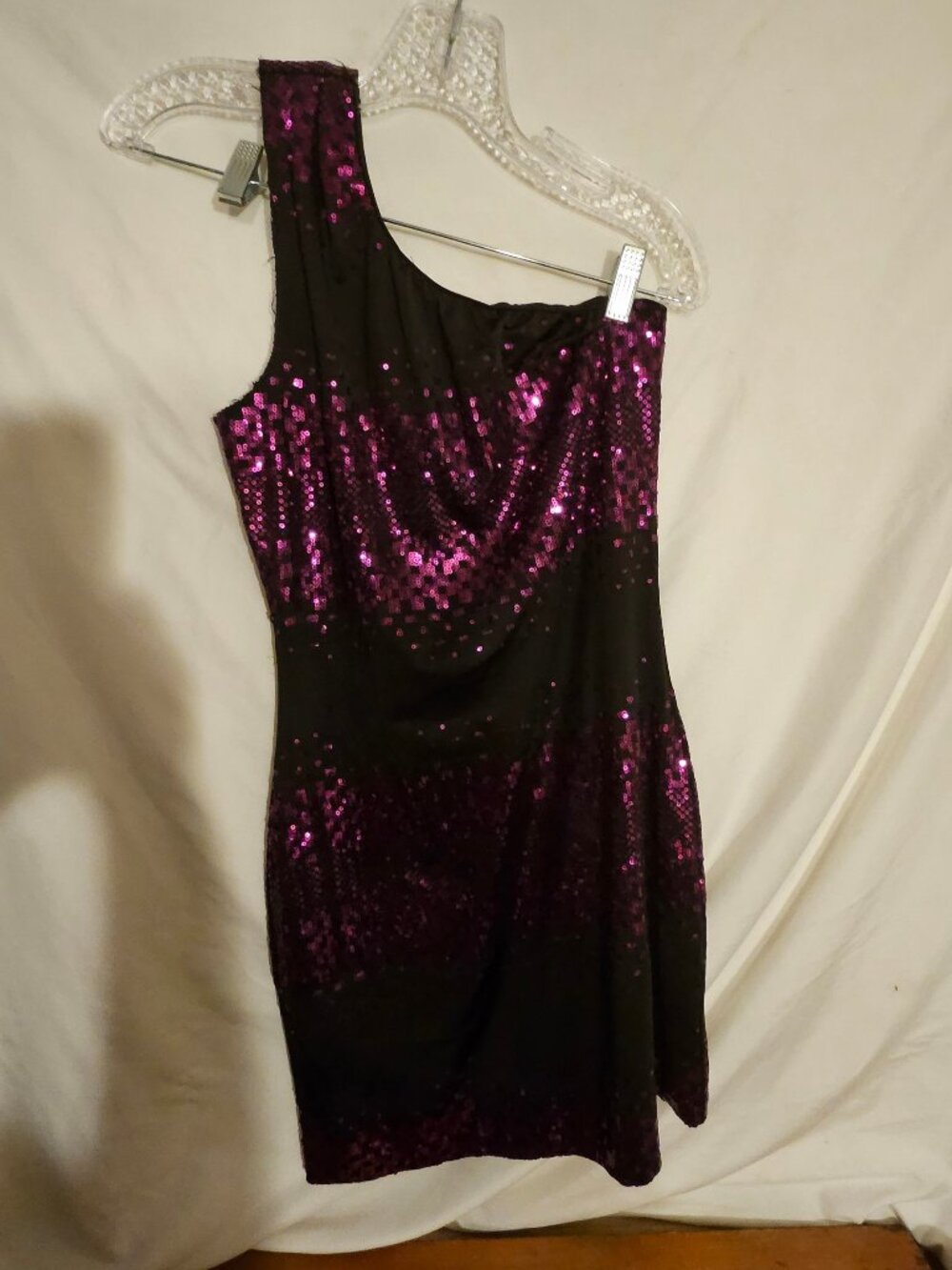 Purple Sequin One-Shoulder Dress